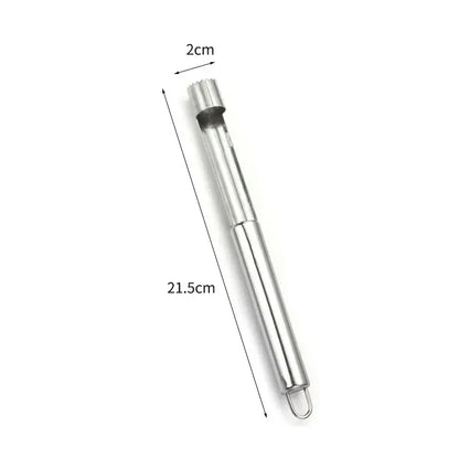 Stainless steel fruit core remover slicer 21.5cm with cylindrical cutting head and hanging loop decorbites fruit core tool