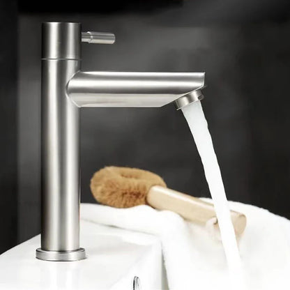 Modern brushed stainless steel single handle black deck mounted cold water tap for single hole installation