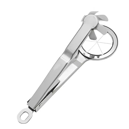 Silver stainless steel wire egg cutter with circular cutting wheel and handle kitchen slicing tool