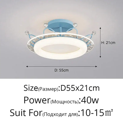 Light blue circular ceiling light with star patterns and crystal accents for decorbites kids room ceiling use