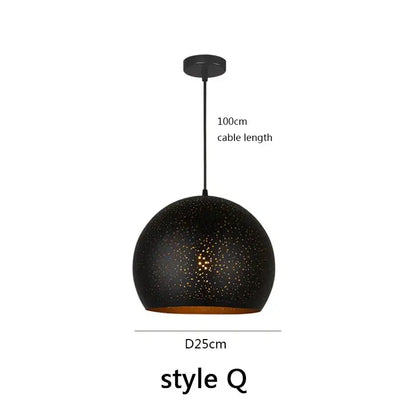 Black spherical pendant light with speckled texture and gold interior by decorbites black nordic with 100cm cable length