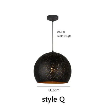 Starry black nordic pendant light with speckled texture gold interior and 100cm cable by decorbites black decor