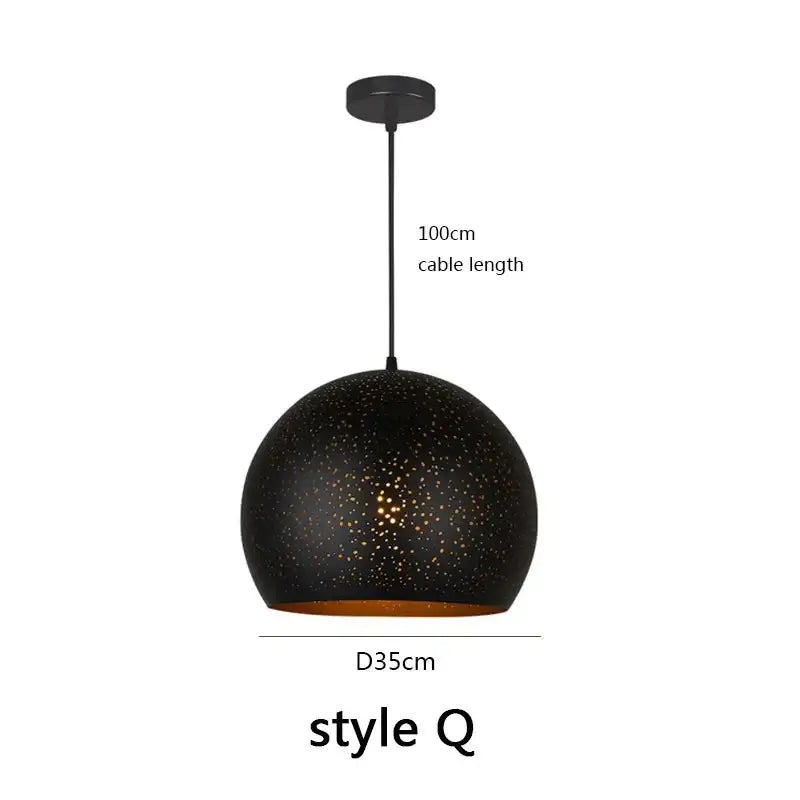 Black spherical pendant light with speckled gold finish and warm amber interior by decorbites black nordic, 100cm cable length