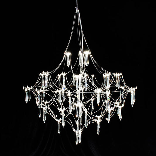 Starry Crystal Firefly Pendant Chandelier in Polished Steel - Decorbites