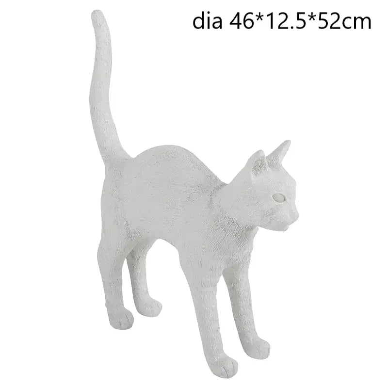 Stylized white cat resin table lamp with smooth matte finish for bedroom decorbites black cat collection