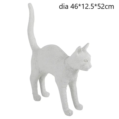 Stylized white cat resin table lamp with smooth matte finish for bedroom decorbites black cat collection