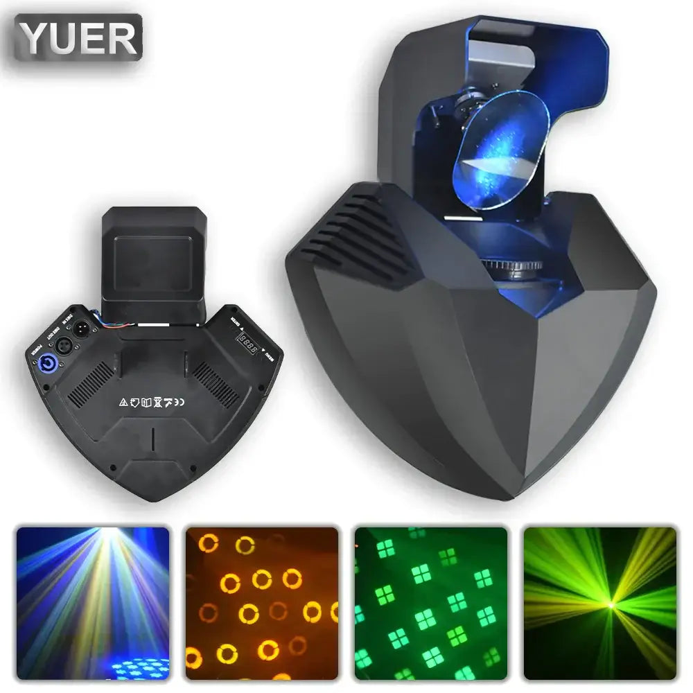 Tactical black and yellow disco gobo wizard beam living room light with geometric design and blue illumination