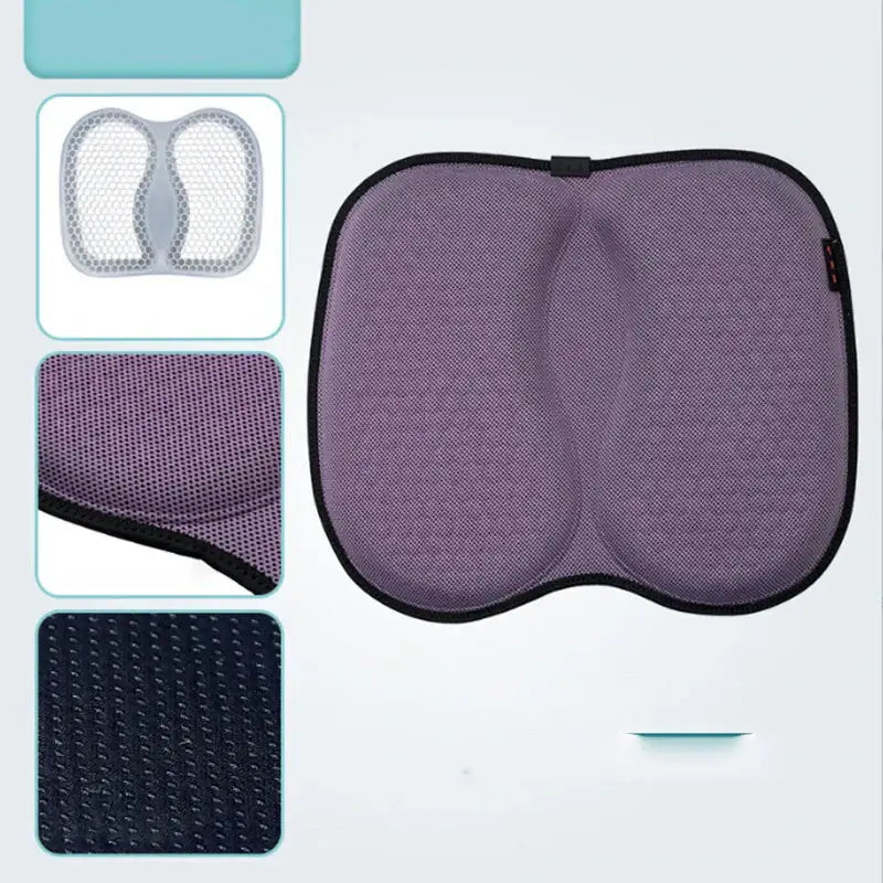Teal and black decorbites 3d honeycomb silica gel seat cushion with purple mesh back and ergonomic contoured design