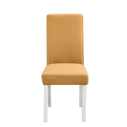 Tan stretchy fabric stretch chair cover with sleek modern design for dining room decorbites geometric stretch slipcover