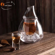 Clear glass wine pot with a sleek teardrop design and narrow spout for dining room and bar use