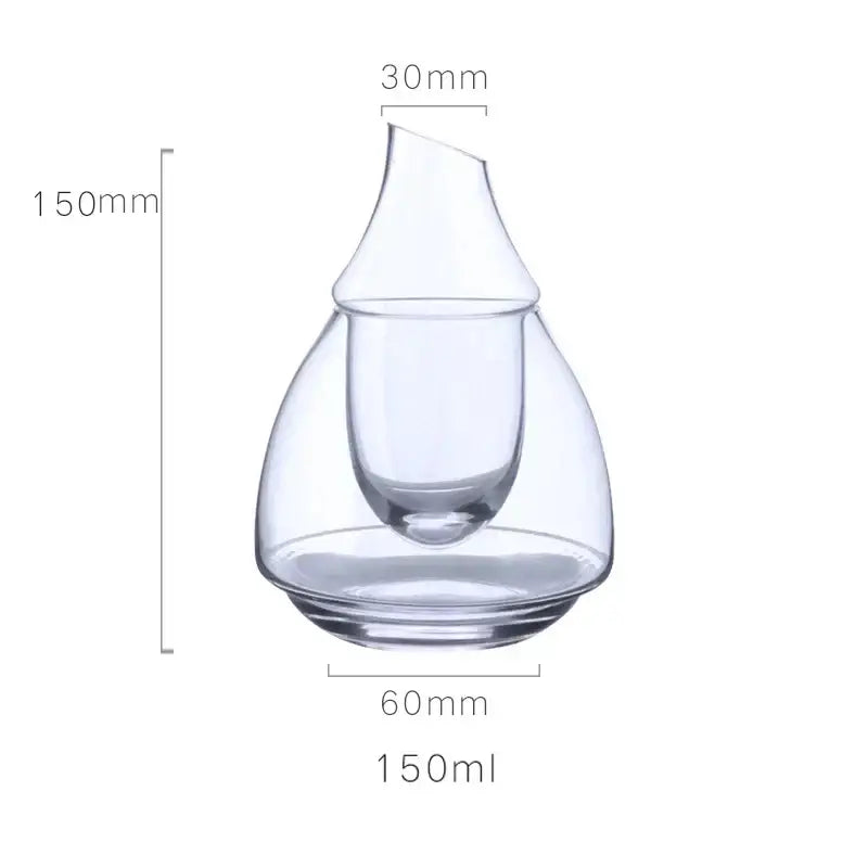 Clear glass wine pot with a sleek teardrop shape and integrated pouring spout for dining room and bar use