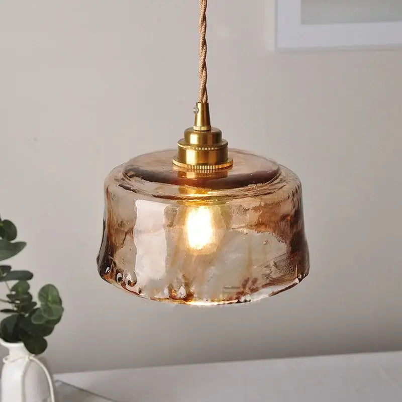 Textured amber glass pendant light with warm amber hand-blown glass and brass fixture for dining room decorbites amber glass