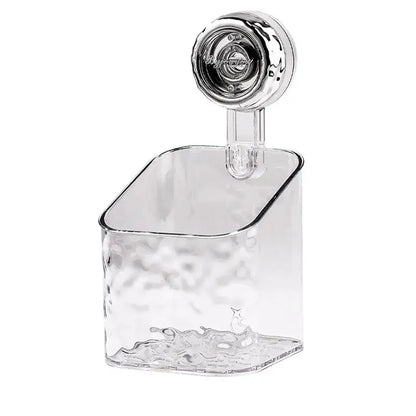 Clear textured acrylic bathroom shelf storage rack with chrome finished suction cup for easy wall mounting