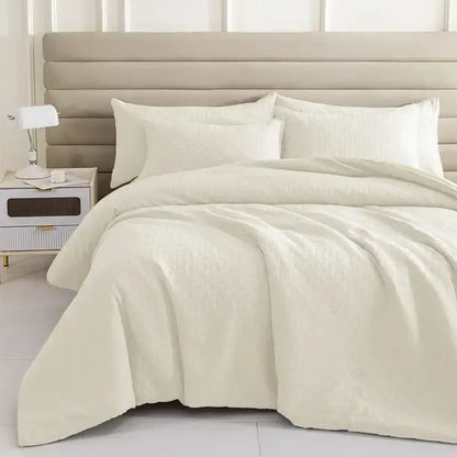 Cream-colored textured duvet cover quilt set with matching pillowcases by decorbites comforter for bedroom bedding