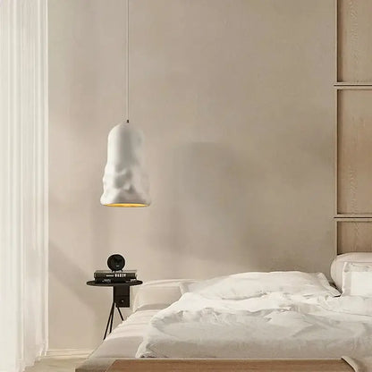 White ceramic pendant lamp with textured creamy wind design and warm gold interior for dining room decorbites pendant lamps