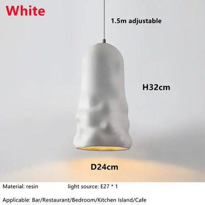 White resin creamy wind pendant lamp with textured organic shape and gold interior for dining room decorbites pendant lamps