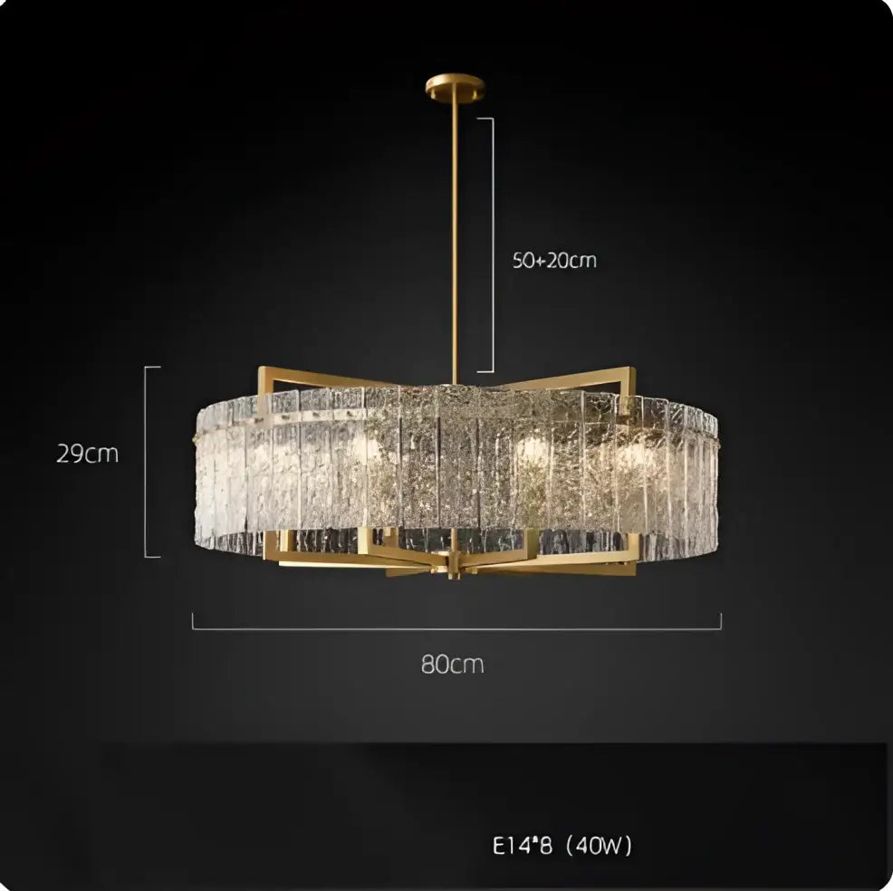 Gold-toned textured crystal gold dimmable led copper glass chandelier with cascading tiers and modern geometric frame for living room decorbites dimmable led