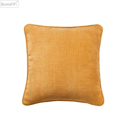 Square mustard-yellow velvet cushion cover with soft texture and neatly finished edges for decorbites cotton linen pillow set