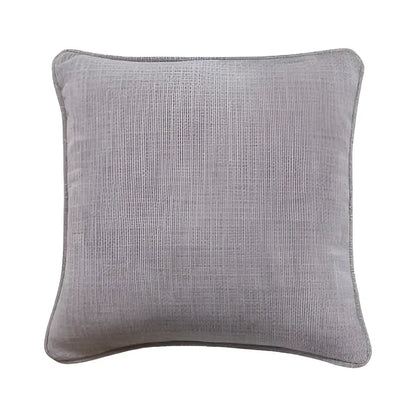 Gray linen-textured cotton linen pillow cover with subtle woven pattern and stitched edges for living room decorbites cushion cover