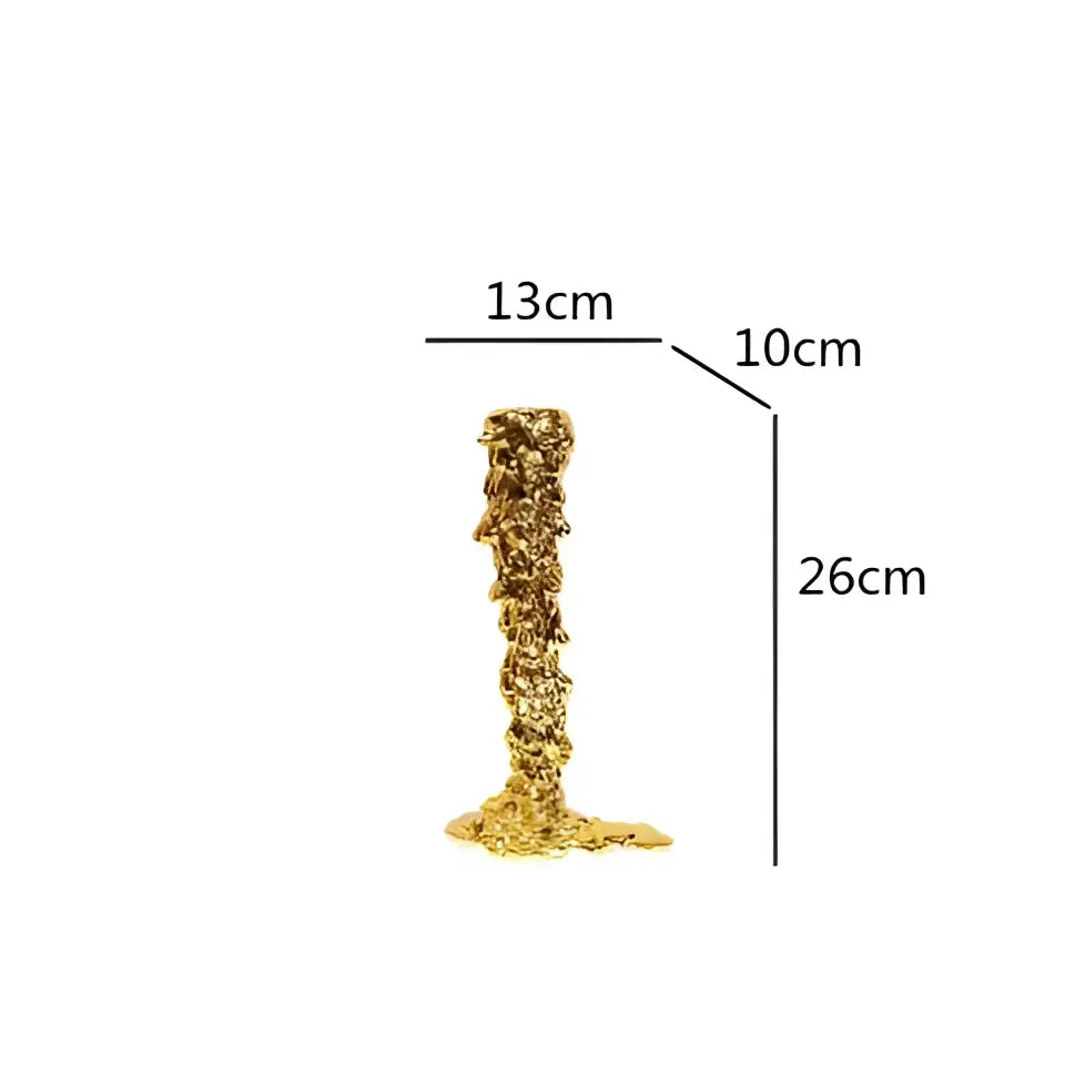 Golden textured candlestick holder by decorbites with rough surface 13cm wide 26cm tall dining room centerpiece