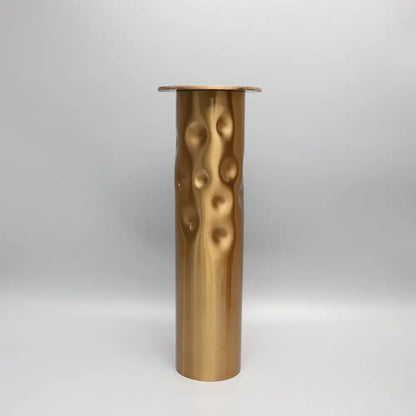 Golden metal candlestick holder with textured bubble pattern in gold decorbites golden metal dining room decorbites golden metal candlestick holder