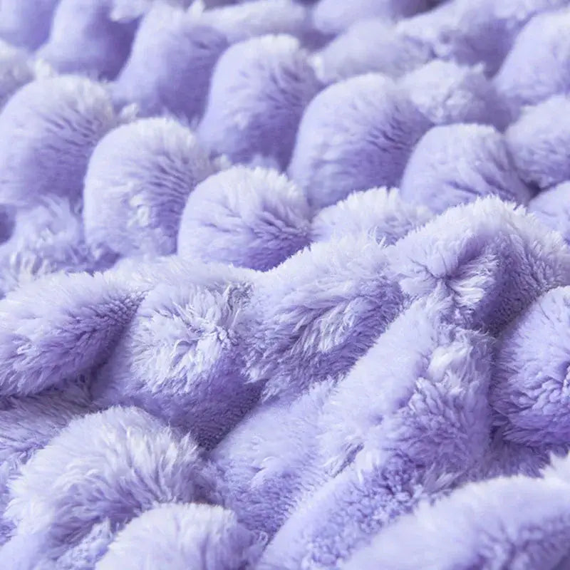 Soft lavender textured cozy taffeta velvet blanket with raised pom-pom pattern for decorbites cozy taffeta throw
