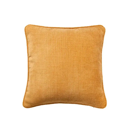 Square mustard yellow velvet cushion with soft texture and neat stitching for decorbites cotton linen pillow cover