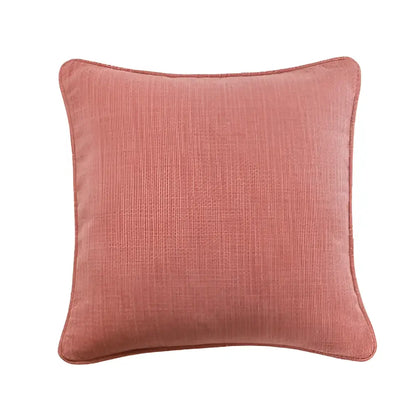 Square dusty rose pillow cover with textured cotton linen fabric and stitched edges by decorbites cotton linen