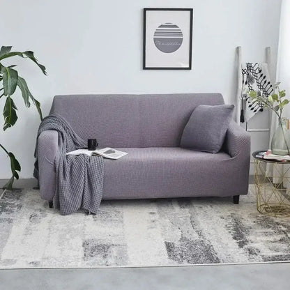 Textured purple cozy fleece sofa slipcover with waffle knit pattern for living room furniture decorbites cozy fleece wrap