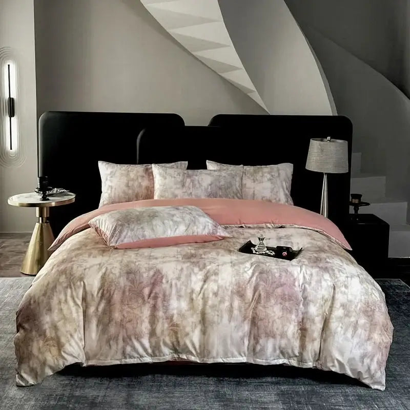 Luxurious blush and cream cotton bedding set with subtle floral pattern ideal for decorbites cotton bedding collection
