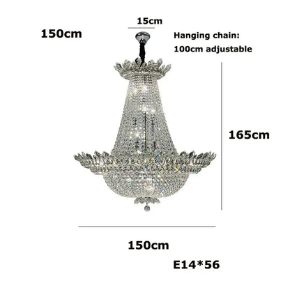 Tiered crystal chrome led chandelier with fluted k9 crystal design and adjustable hanging chain for living room decorbites k9 crystal