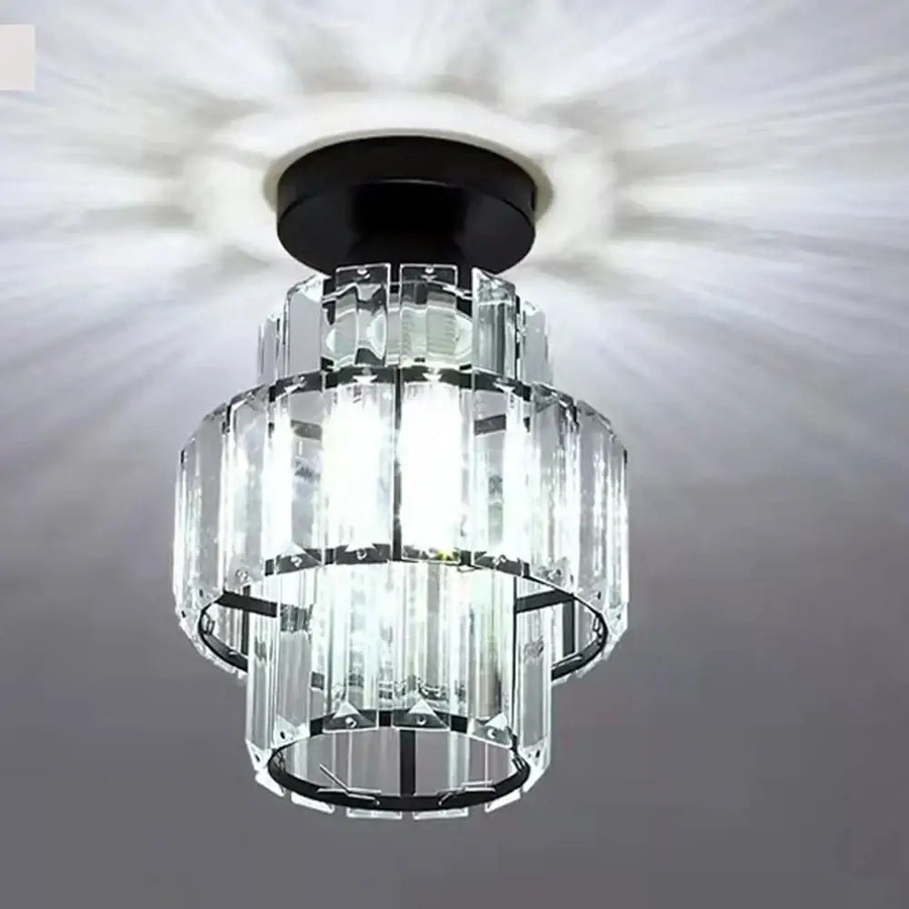 Clear crystal chandelier with black metal frame tiered design in decorbites black gold minimalist led kitchen light