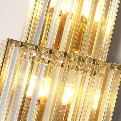 Tiered golden wall lamp with decorbites clear glass and stainless steel modern design for dining room sconce