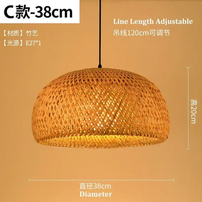 A warm-toned, woven bamboo chandelier with a dome shape and adjustable line from decorbites bamboo chandelier