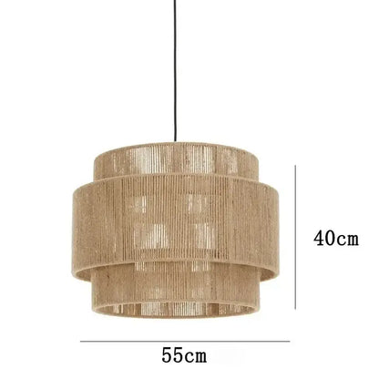 Beige tiered rattan hemp rope wall lamp with woven cylindrical design for bedroom and living room decorbites hemp rope wall decor