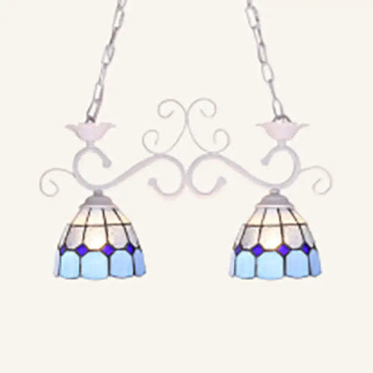 Decorbites stainless glass island lighting dome shade tiffany style pendant lamp with black blue white metalwork