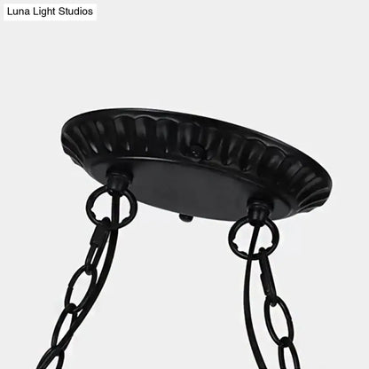 Black wrought iron island chandelier light with scalloped edge chain suspension suitable for 220v-240v and led bulbs