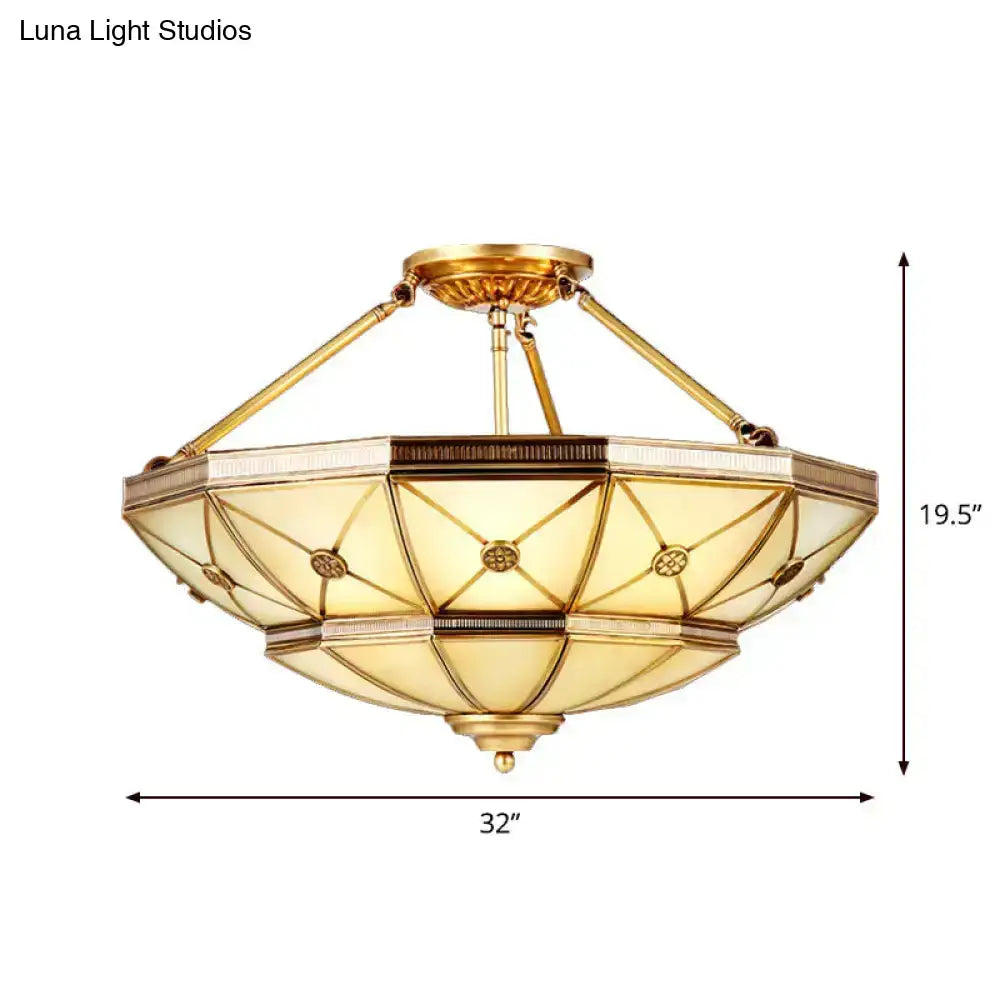 Decorbites semi-flush mount 23.5/32 inch width brass fixture with amber glass for 220v-240v lighting installation