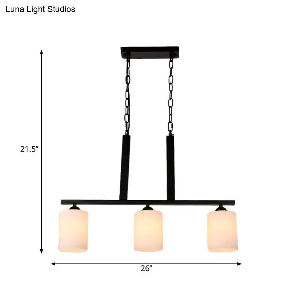 Black metal pendant light with three frosted glass shades for dining room 220v-240v 110v-120v glass black island lighting