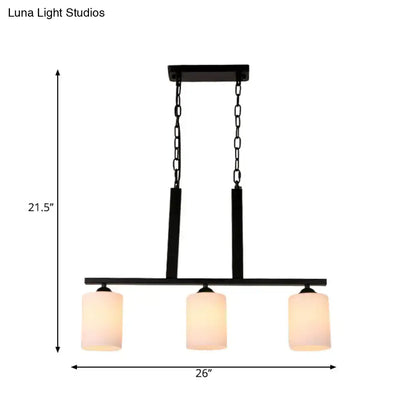 Black metal pendant light with three frosted glass shades for dining room 220v-240v 110v-120v glass black island lighting