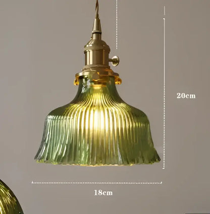Green ribbed glass pendant light with brass hardware showcasing decorbites blue glass pendant for dining room decor