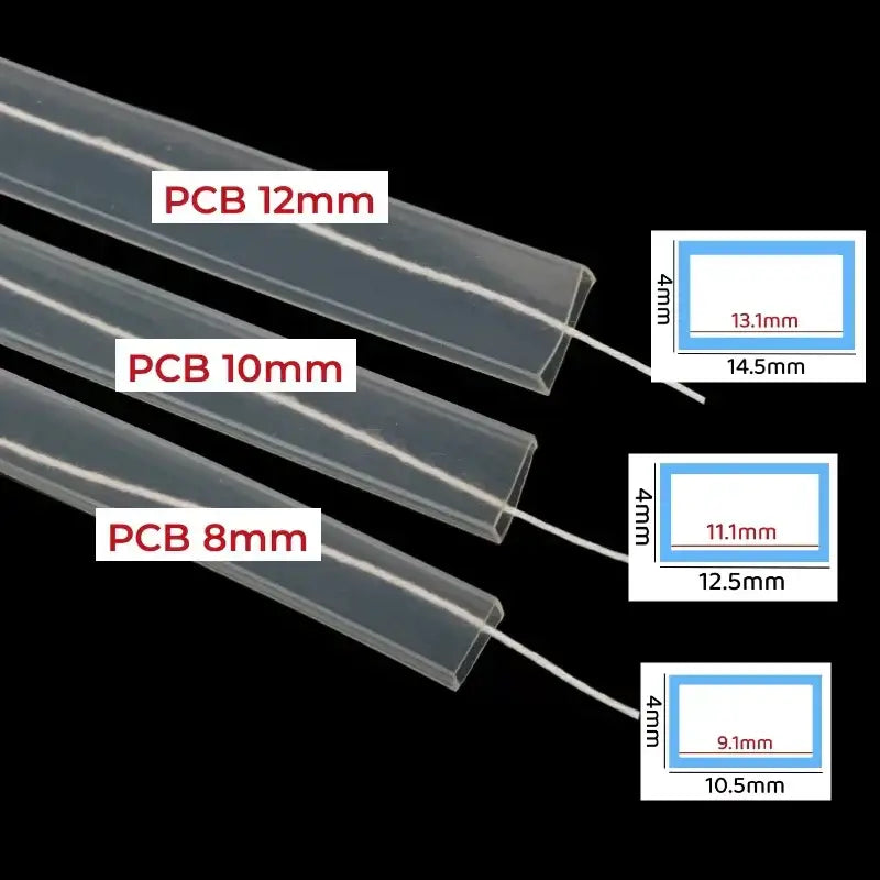 Translucent silicone tube strip light diffuser with rectangular cross-section in 8mm 10mm and decorbites 12mm led widths
