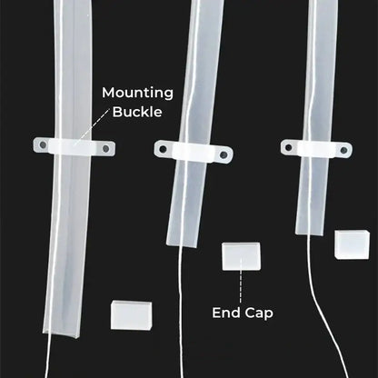 Translucent silicone tube strip light diffuser with clear plastic tubing white mounting buckles and end caps for decorbites 12mm led