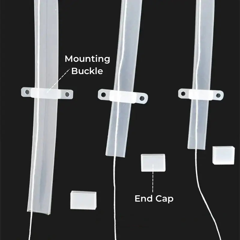 Translucent silicone tube strip light diffuser with clear plastic tubing white mounting buckles and end caps for decorbites 12mm led