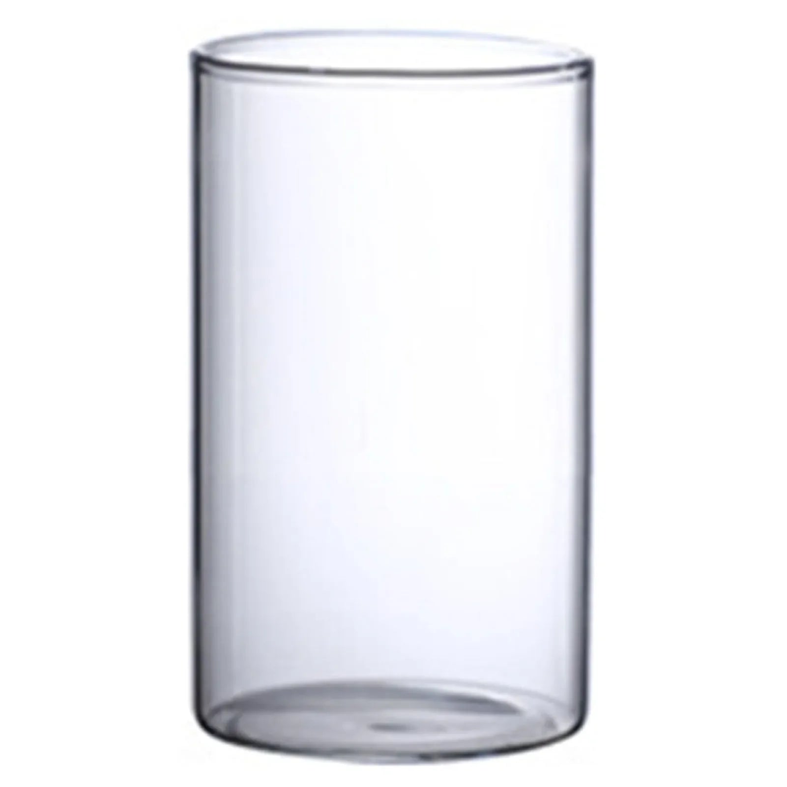 Transparent glass hydroponic vase with a clear cylindrical glass tumbler and rounded rim for wedding decor and gifts