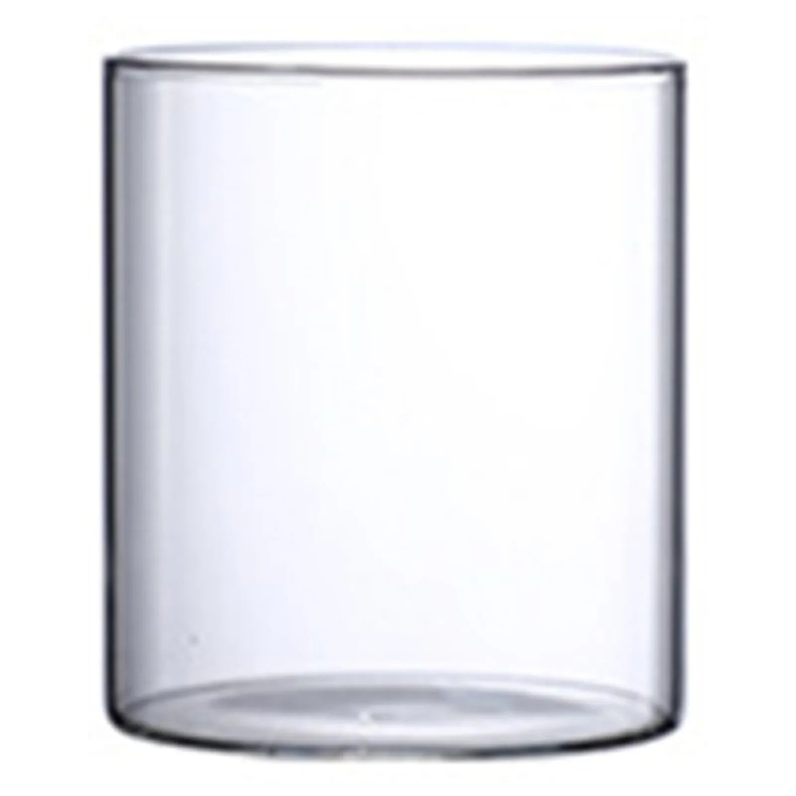 Clear cylindrical glass hydroponic vase with smooth transparent walls and rounded base for wedding and living room decor