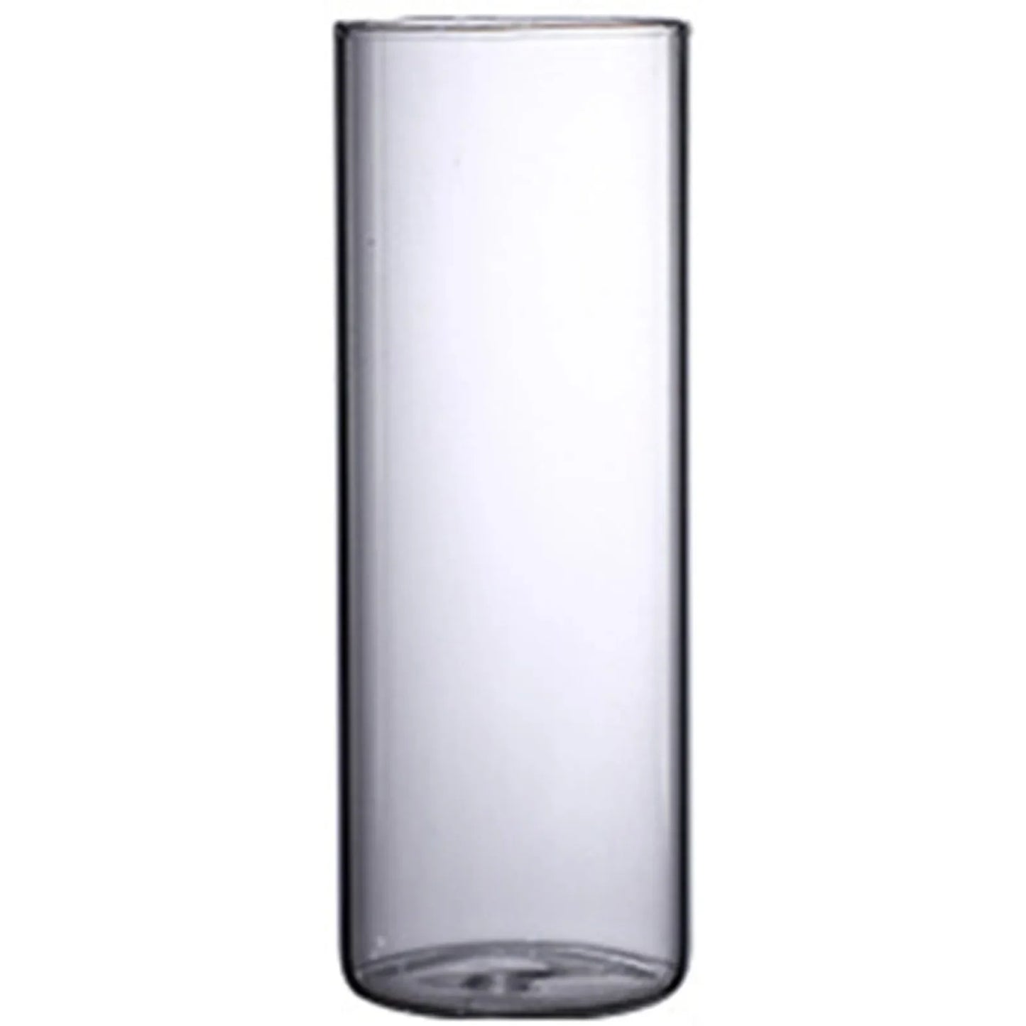 Transparent glass hydroponic vase with a smooth cylindrical surface and rounded edges for wedding and living room decor