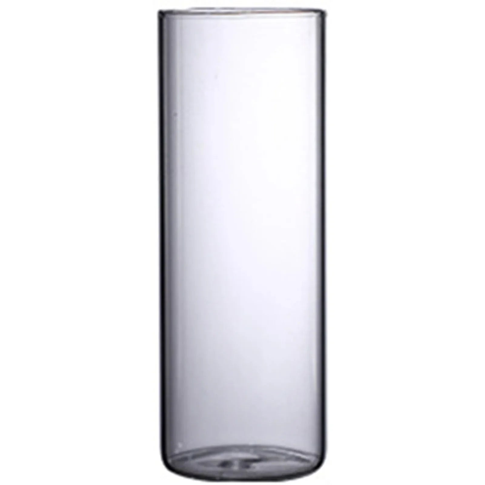 Transparent glass hydroponic vase with a smooth cylindrical surface and rounded edges for wedding and living room decor