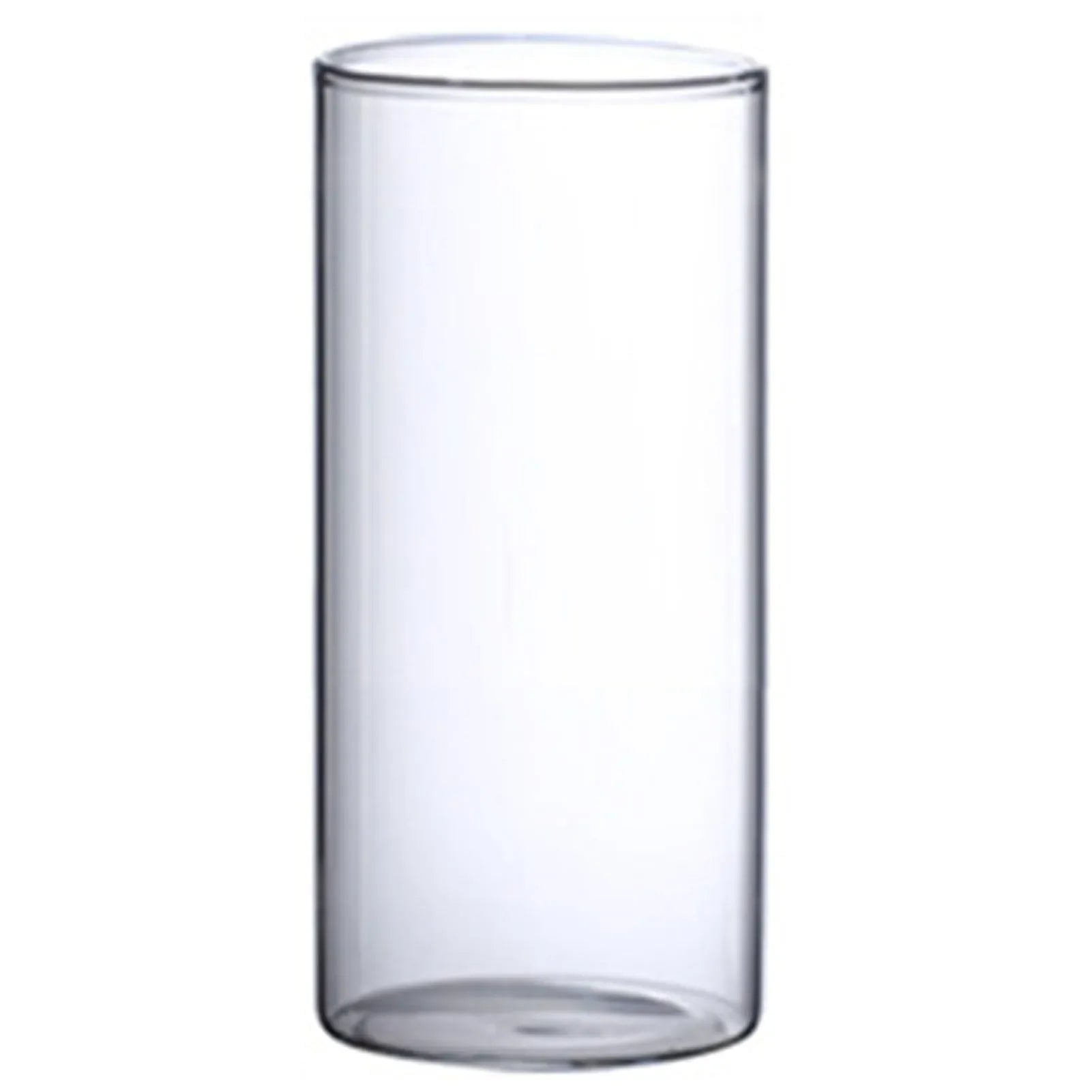 Clear cylindrical glass hydroponic vase with smooth transparent walls and rounded base for home office and wedding tables
