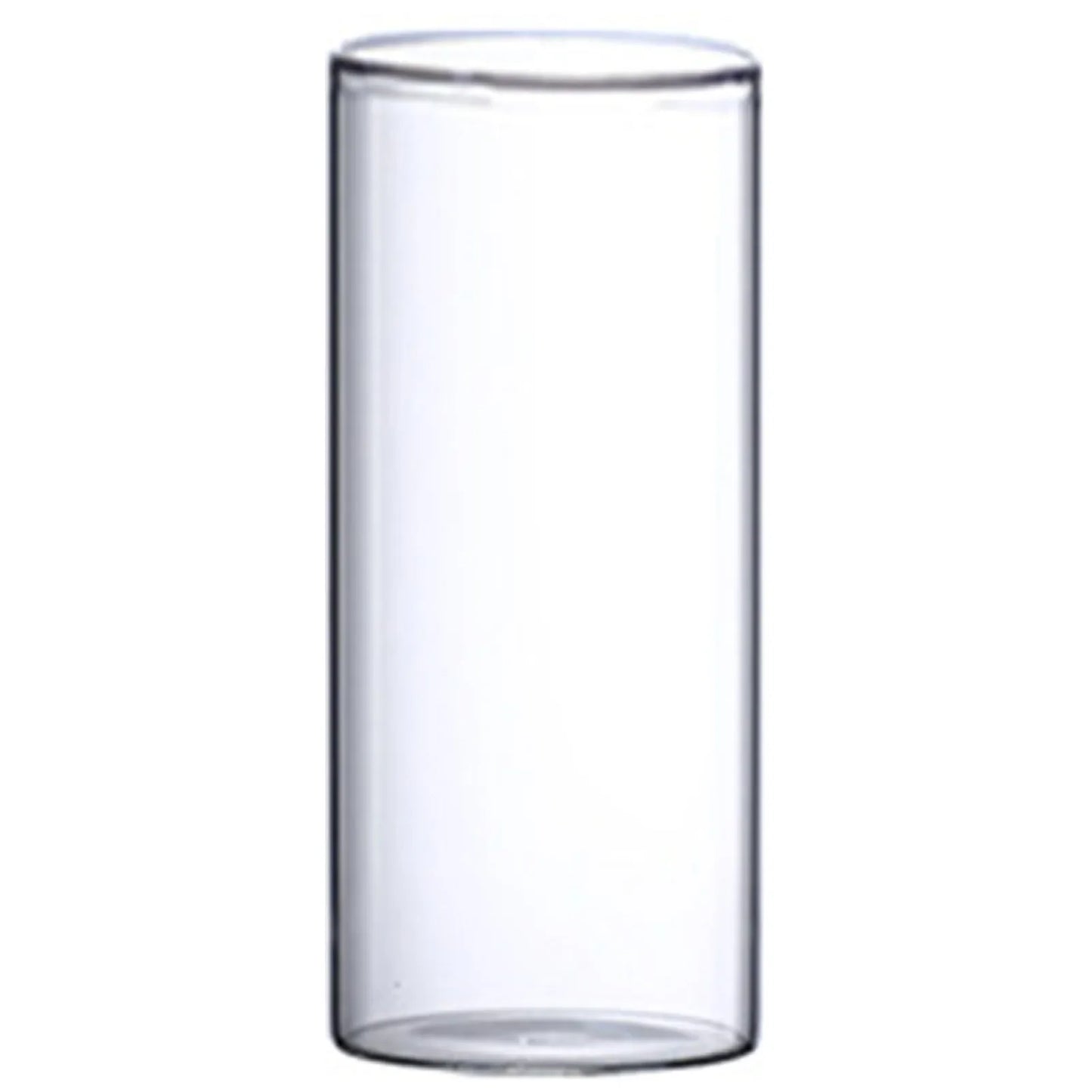 Clear cylindrical glass hydroponic vase made of transparent glass for minimalist home office or wedding decor